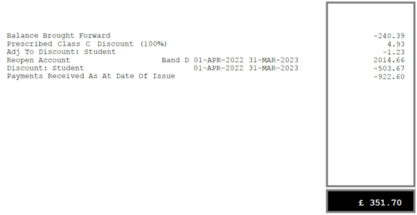 Council Tax bill, part 3