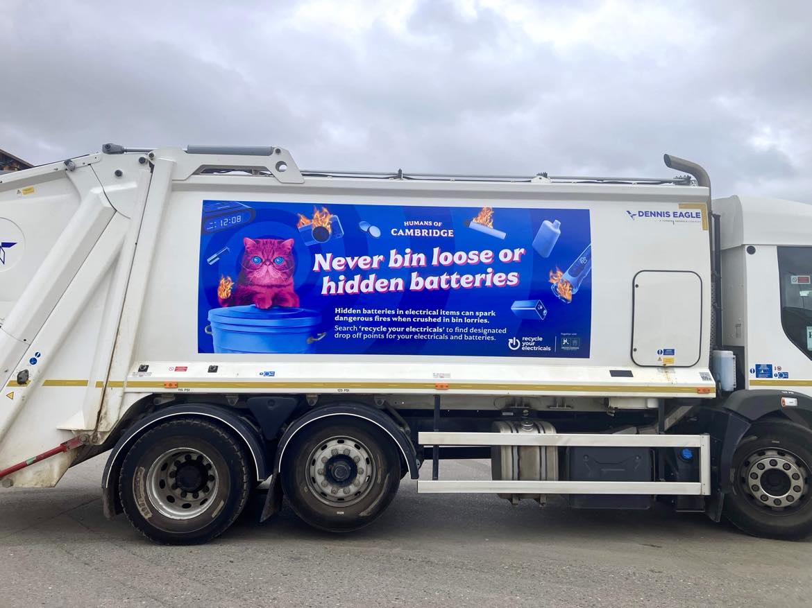 Bin Lorry Showing The National Campaign Poster To Not Bin Batteries