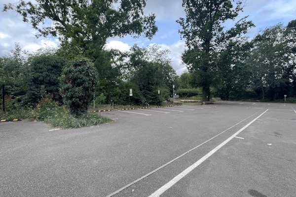 View of empty spaces at Cherry Hinton Hall car park
