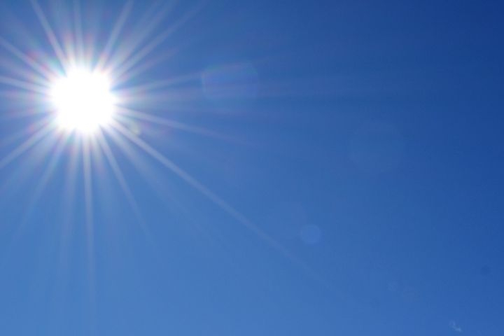 Bright sunshine in a cloudless sky