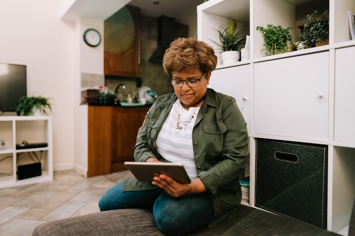 Woman using a tablet computer