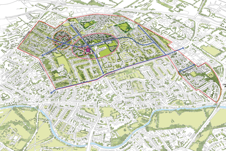 Plan of the area covered by the North Cambridge Framework for Change